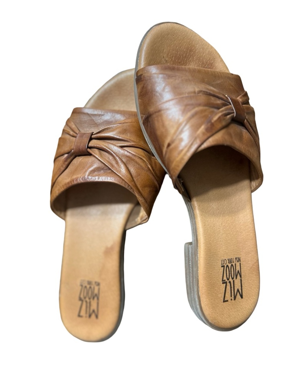 Miz Mooz Brown Knot-Front Leather Slide Mules - Picture 2 of 4